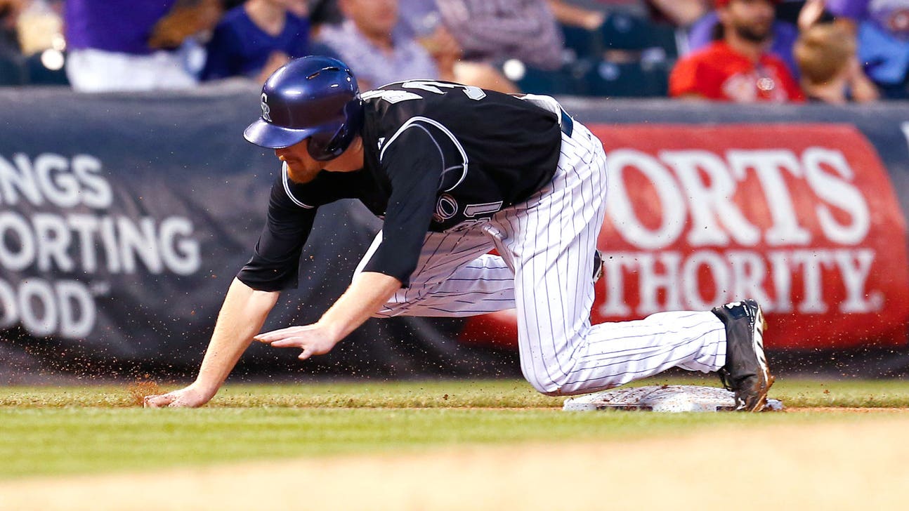 Rockies groundskeeper outlines Butler's comical falls on the base paths in chalk