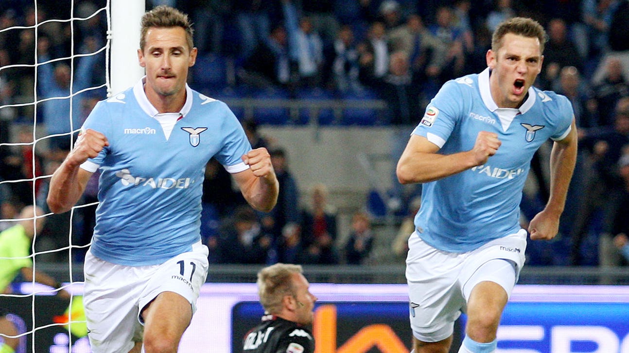 Lazio move to third place behind Klose's brace; Hellas Verona draw Cesena