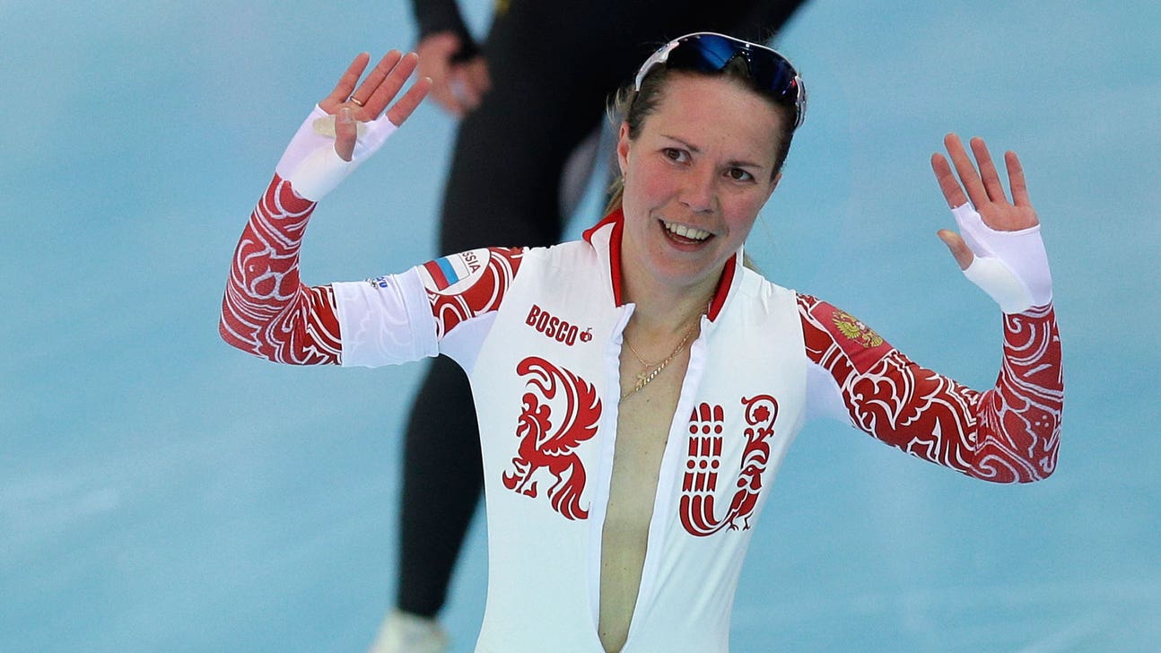 Speedskater celebrates medal with a near-striptease