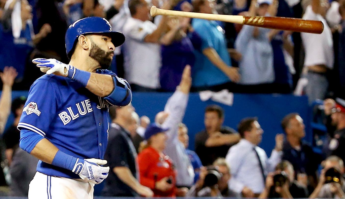 Jose Bautista's epic bat flip will be immortalized on a Topps