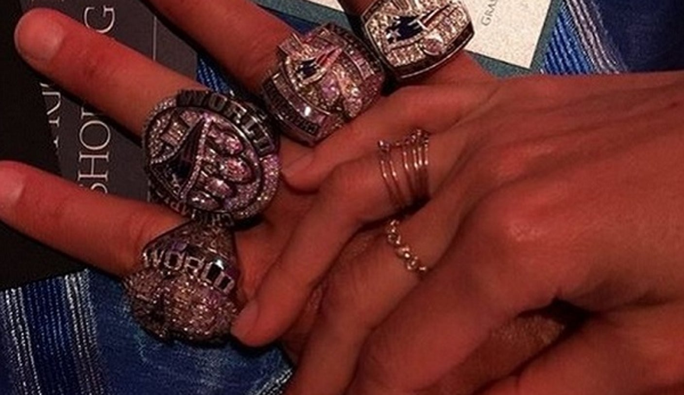 Tom Brady posts photo wearing all four Super Bowl rings