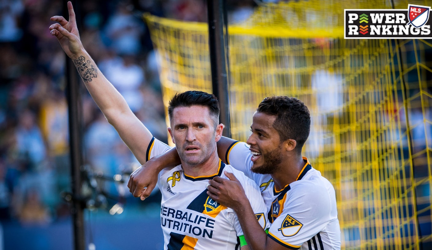 Galaxy players enjoy Galaxy Night at Dodger Stadium