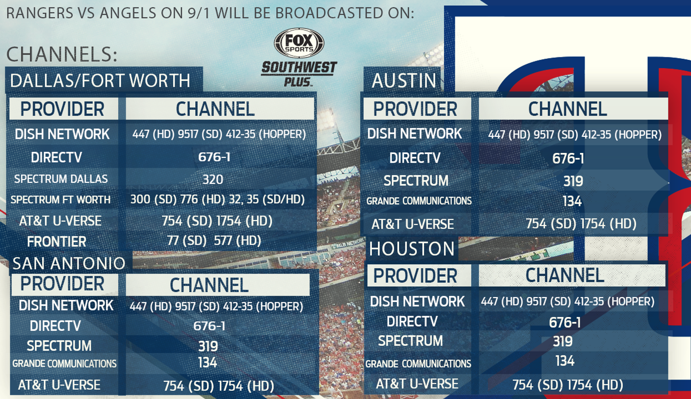 Rangers - Angels Game on FOX Sports Southwest PLUS Friday Night