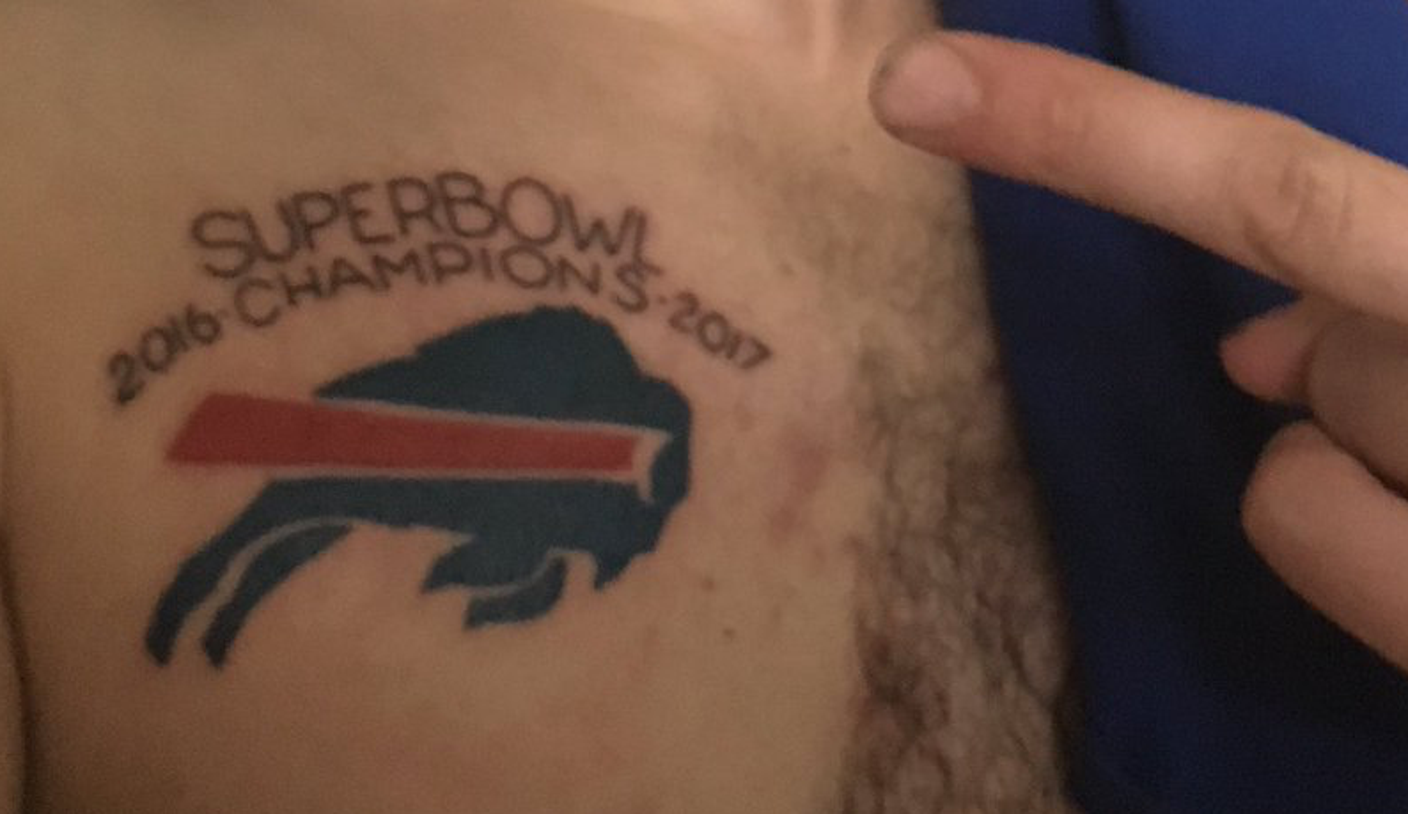 Supremely confident Bills fan predicts Super Bowl victory with tattoo