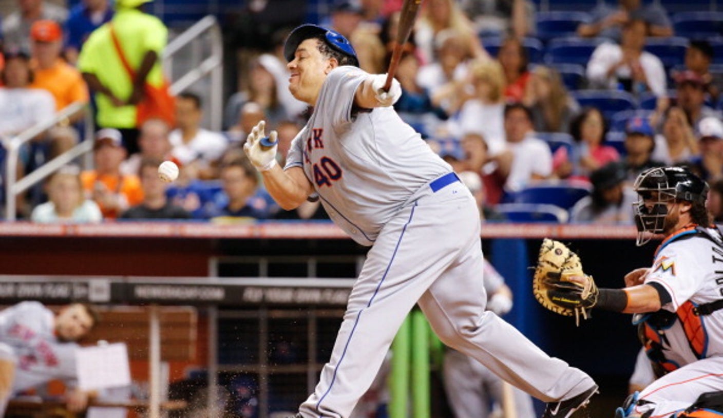 Bartolo Colon goes WILD with swing as his helmet flies off! 