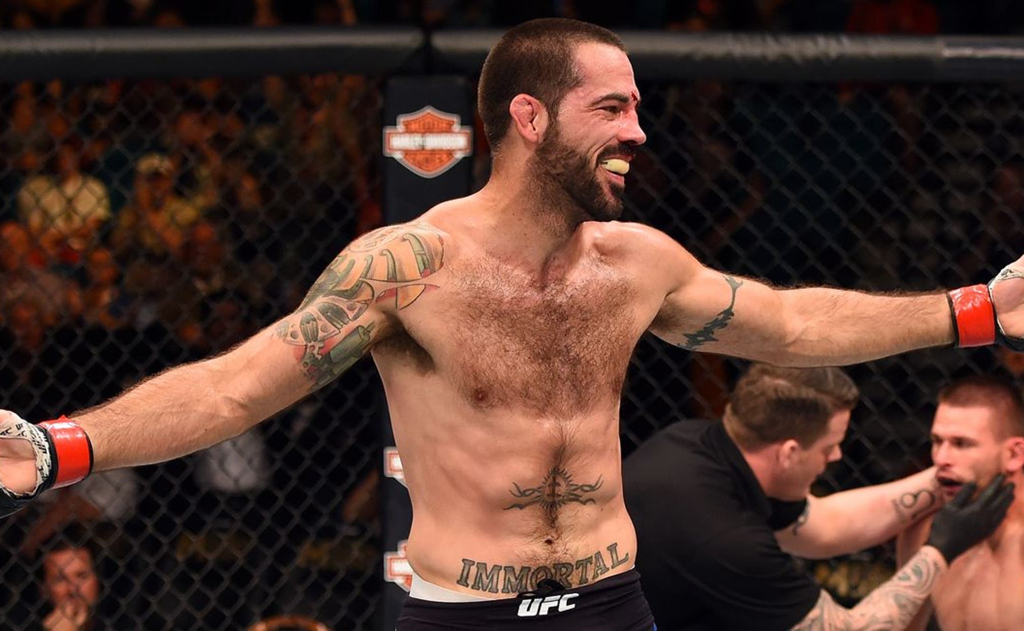 UFC fighter Matt Brown sinks an impossibly long basketball shot FOX