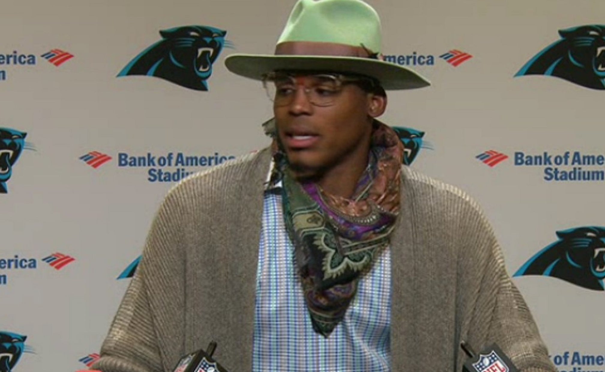 Cam Newton Wears An Outrageous Postgame Outfit A Week After Tiegate Fox Sports