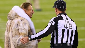 Next Story Image: Joe Namath wears amazing coat, botches coin toss