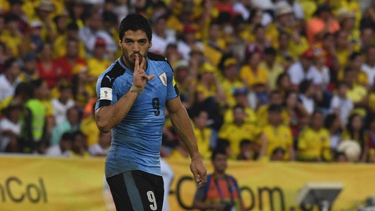 Watch Luis Suarez score from an insanely tight angle against Colombia