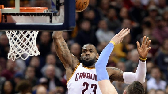 Watch Denver's Jusuf Nurkic reject LeBron at the rim, then stare him down