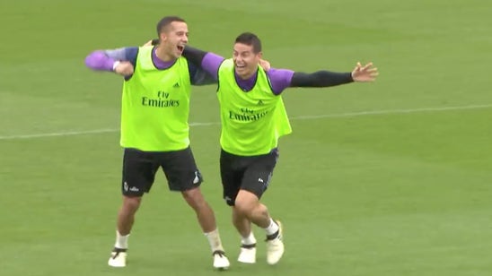 Watch James Rodriguez get extra hyped after nailing a trick shot