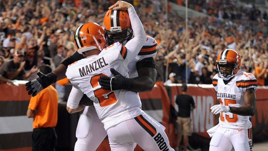 Manziel runs to the end zone, McCown passes there