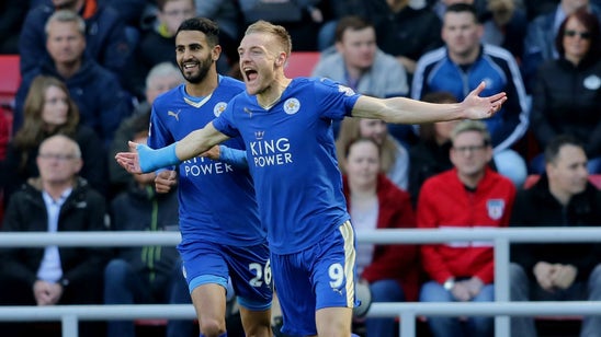 Vardy double sends Leicester closer to Premier League title