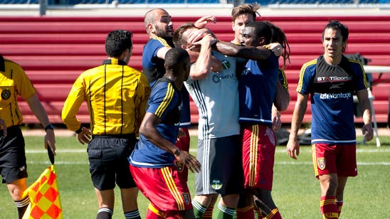 Tempers and headlocks in RSL-Portland friendly