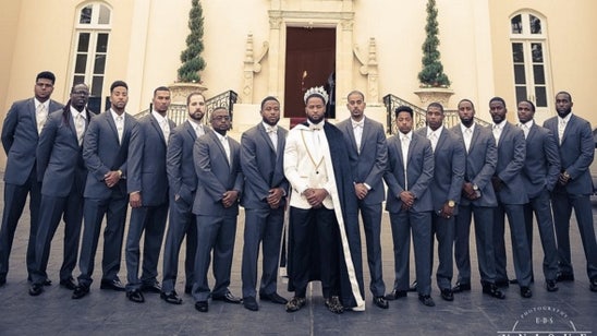 Earl Thomas wore an actual crown and cape for his wedding