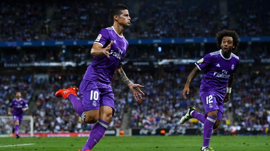James Rodriguez scores to help Real Madrid keep perfect