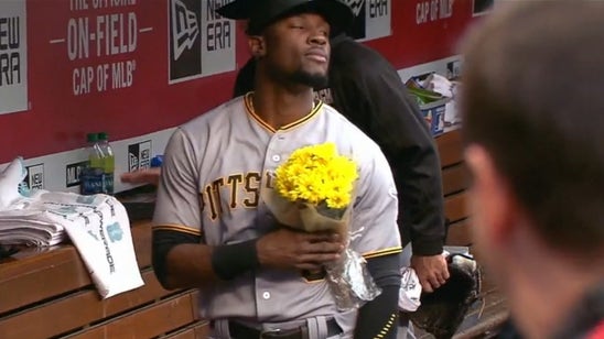 A Pittsburgh Pirates fan showed up to the game with flowers for Starling Marte