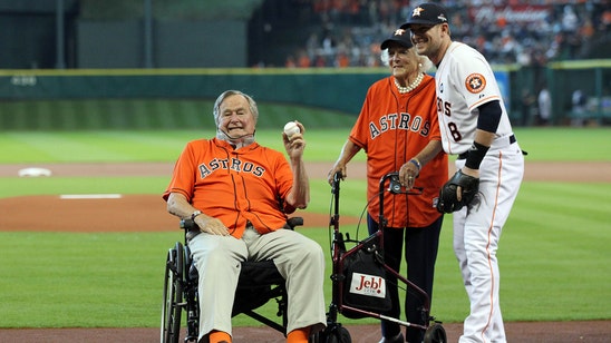 Former President, Astros fan, George H.W. Bush tosses first pitch