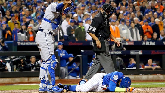 Mets' Cespedes exits World Series Game 5 after taking foul off knee