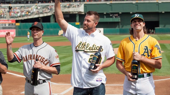Watch: A's toast Hudson/Mulder/Zito with pregame 'Big Three' tribute