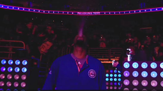 Watch 76ers' Joel Embiid pay tribute to WWE's Triple H during player introductions