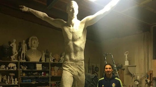 Zlatan Ibrahimovic offers a sneak peek of his giant, half-naked statue