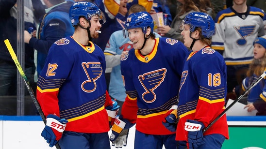 Sanford tallies four points, Sundqvist scores twice as Blues shut out Flames 5-0