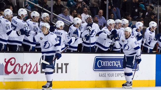 Lightning kick off road trip with dominating win over Sharks