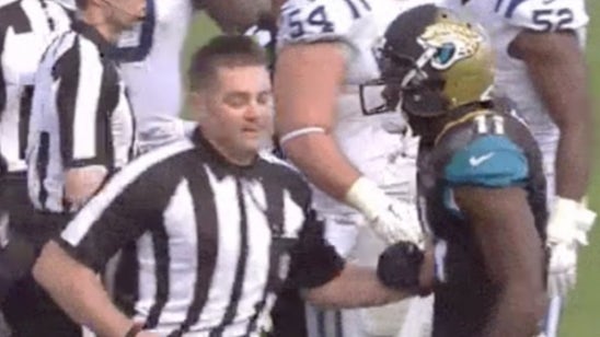 Marqise Lee flagged after knocking ref's hat off