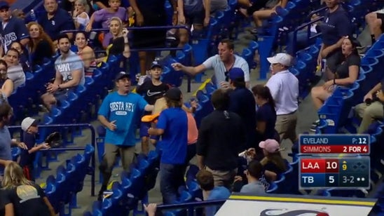 Ruthless fan steals foul ball out of another fan's hat