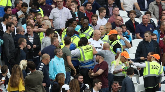 West Ham fans brawl during team's 2-4 loss to Watford