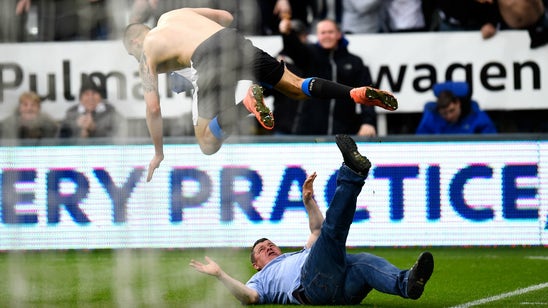 A Newcastle fan ran on the pitch and got to celebrate a goal with the team
