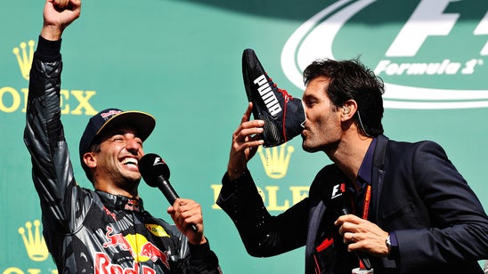 Daniel Ricciardo makes Mark Webber drink out of his shoe