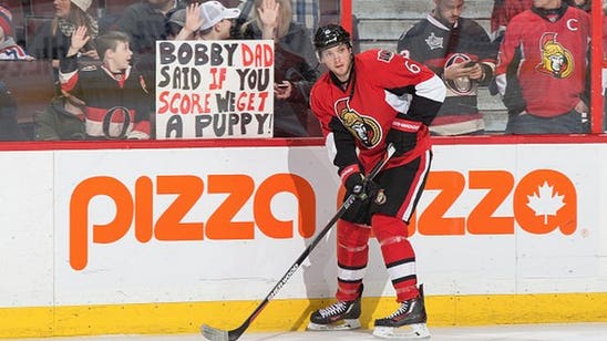 Ottawa Senators' Bobby Ryan scores goal, netting two lucky kids a new puppy