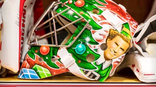 Red Wings goalie's Christmas-themed mask features Will Ferrell's character from 'Elf'