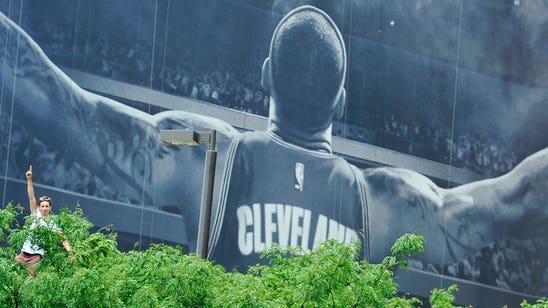 From one phenom to another. Bryce Harper posts a picture of the giant LeBron James banner