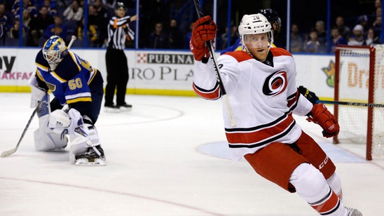 Blues offer little resistance in 4-1 loss to Hurricanes