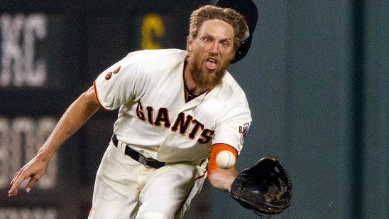 The San Francisco Giants react to the controversial call that could cost them a wild card