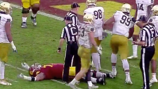 Notre Dame lineman put two despicable cheap shots on USC in blowout loss