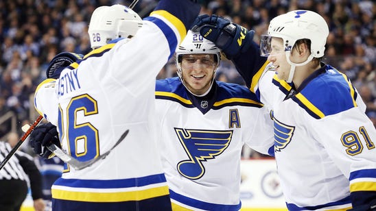 Blues rally to beat Jets 4-3 on late goal by Stastny