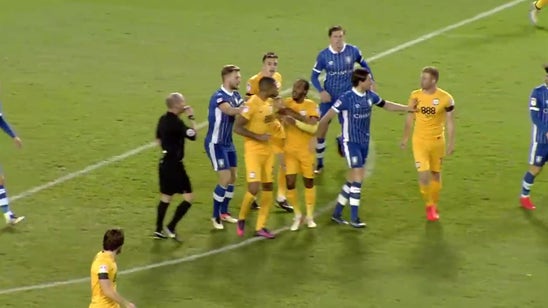 Watch two teammates get red cards for fighting ... each other