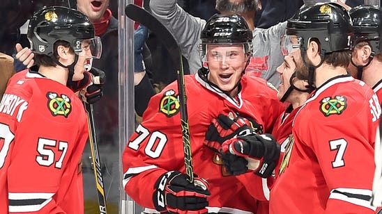 Blackhawks' Rasmussen scores in NHL debut, celebrates 'biggest day of my life'