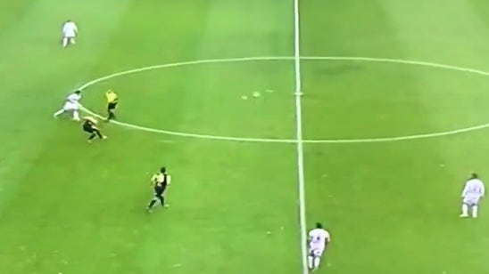 Watch this Chilean player score an incredible first-time volley from beyond midfield