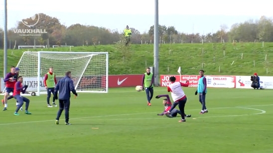Watch Nathaniel Chalobah score a perfect volley in England training