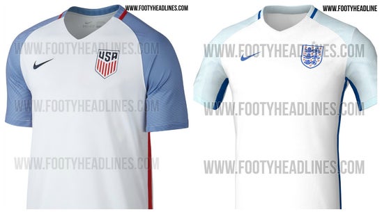 Leaks show Nike's new USA, England kits are way too similar