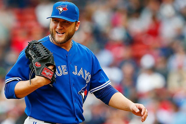 Buehrle first to 8 wins, Blue Jays complete sweep of Red Sox