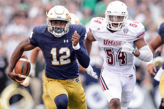 Notre Dame Freshman Qb Wimbush Could Push For More Playing Time Fox Sports