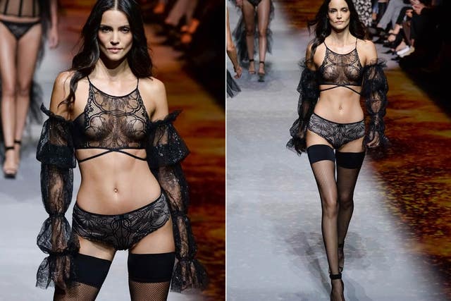 MUST SEE Sofia Resing sizzles in black lingerie at Paris fashion