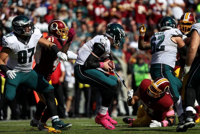 Carson Wentz had jersey ripped in half on first play and sort of looked like he had a cape FOX Sports