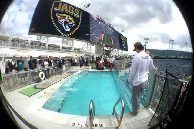 Marlins Man Rippin' and Tearin' Up The Pool At The Jaguars Game